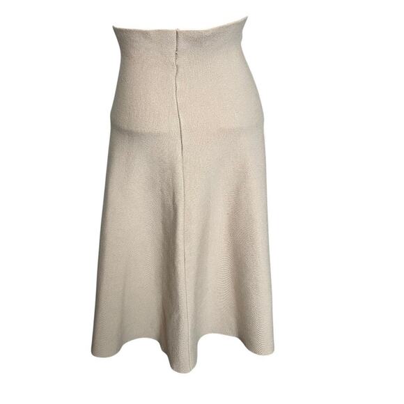 Mia Mod High Waisted Knee Length A-Line Skirt Cream Womens L Minimalist Feminine - Picture 7 of 7
